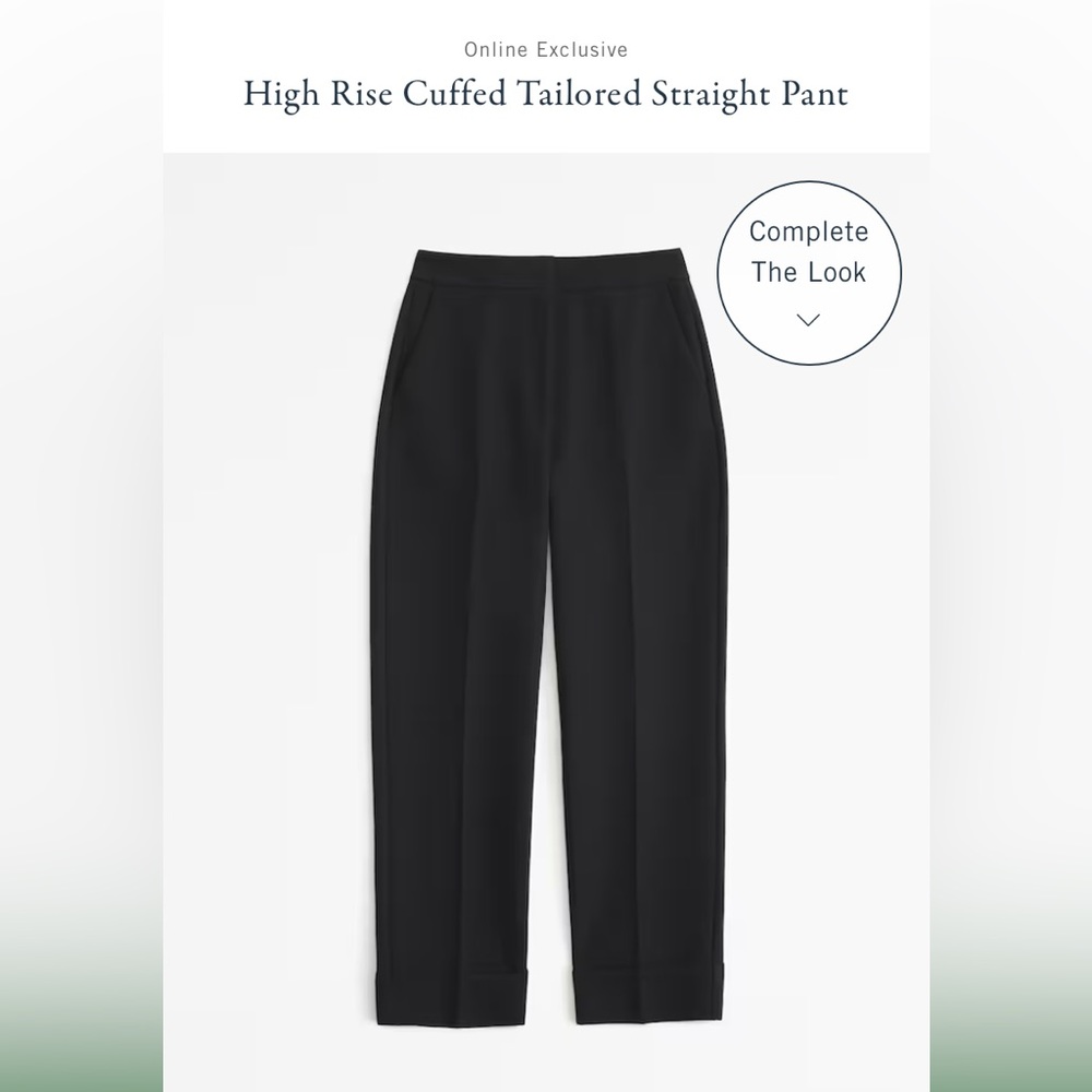Abercrombie & Fitch High Rise Cuffed Tailored Straight Pant 30 Regular black